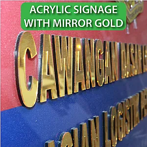 Acrylic Signage Mirror Gold