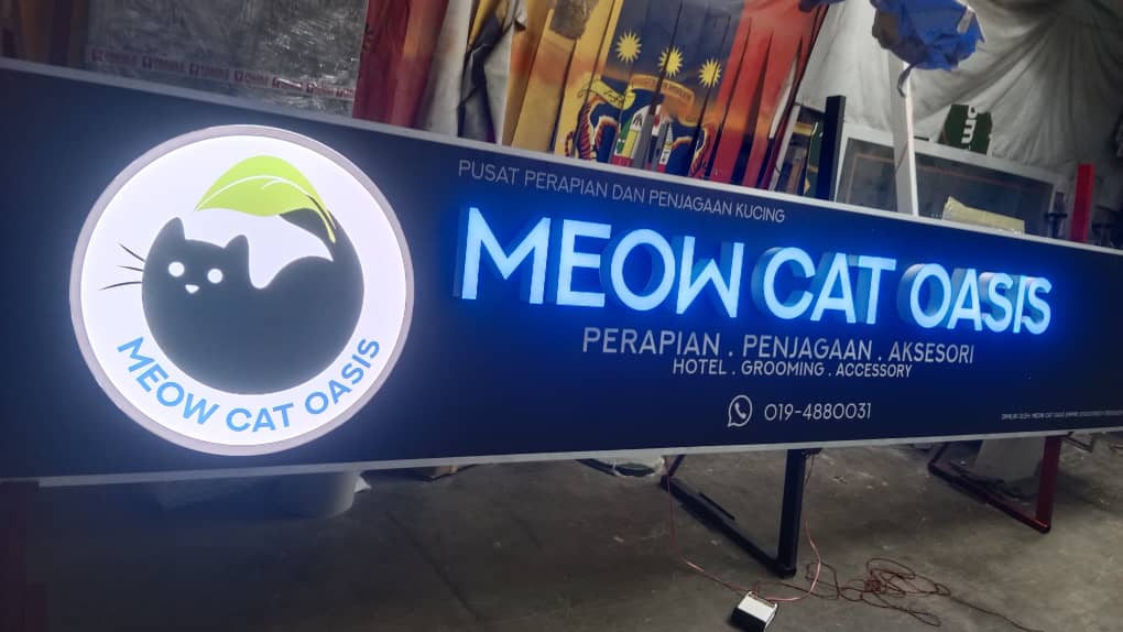 Meow cat oasis signboard