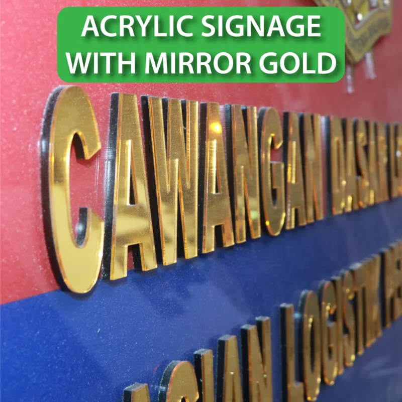 Acrylic Signage Mirror Gold