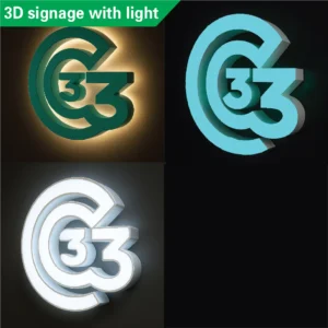 3D Signage with light