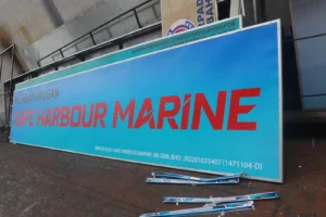 Modern business signboard design for storefront branding and advertising